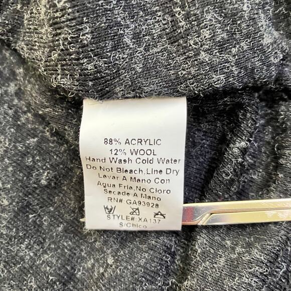 XT Sz Small Open Front Y2K Style Cardigan  Grunge Folk Embroidery Charcoal - Picture 12 of 16